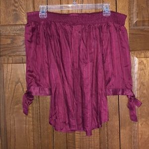 Off the shoulder maroon top